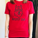 "Wuff Da" is a silly dog version of the popular Norwegian term, "Uff Da"