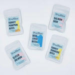 sample sized bags of Excite Bites dog treats in a variety pack