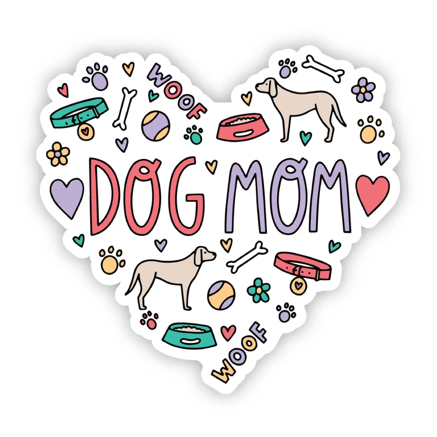 Isolated white vinyl DOG MOM sticker